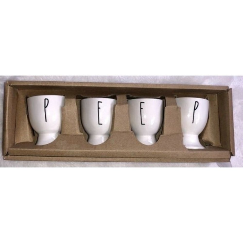 Rae Dunn PEEP Easter Egg Holders Ceramic Magenta Set Of 4